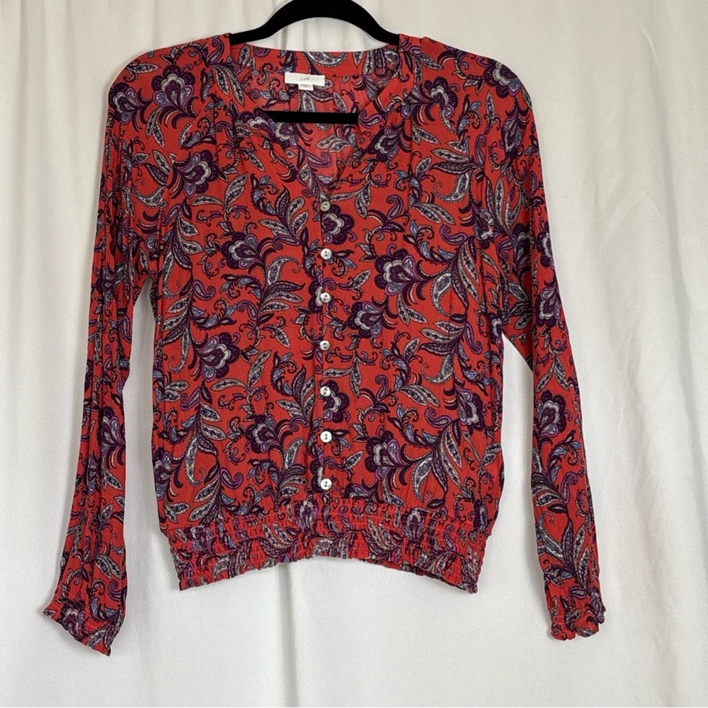 VTG‎ Y2K J. Jill Silk Feel Paisley Whimsical Romantic Top Size XS